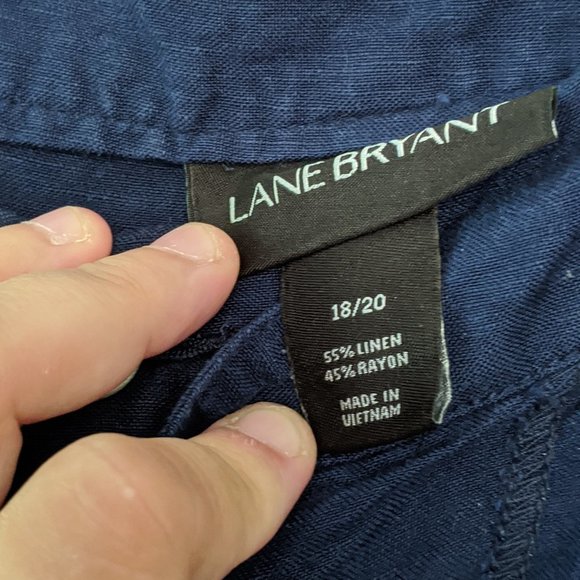 Lane Bryant Navy Blue Linen Blend Cropped Pants - Picture 5 of 5